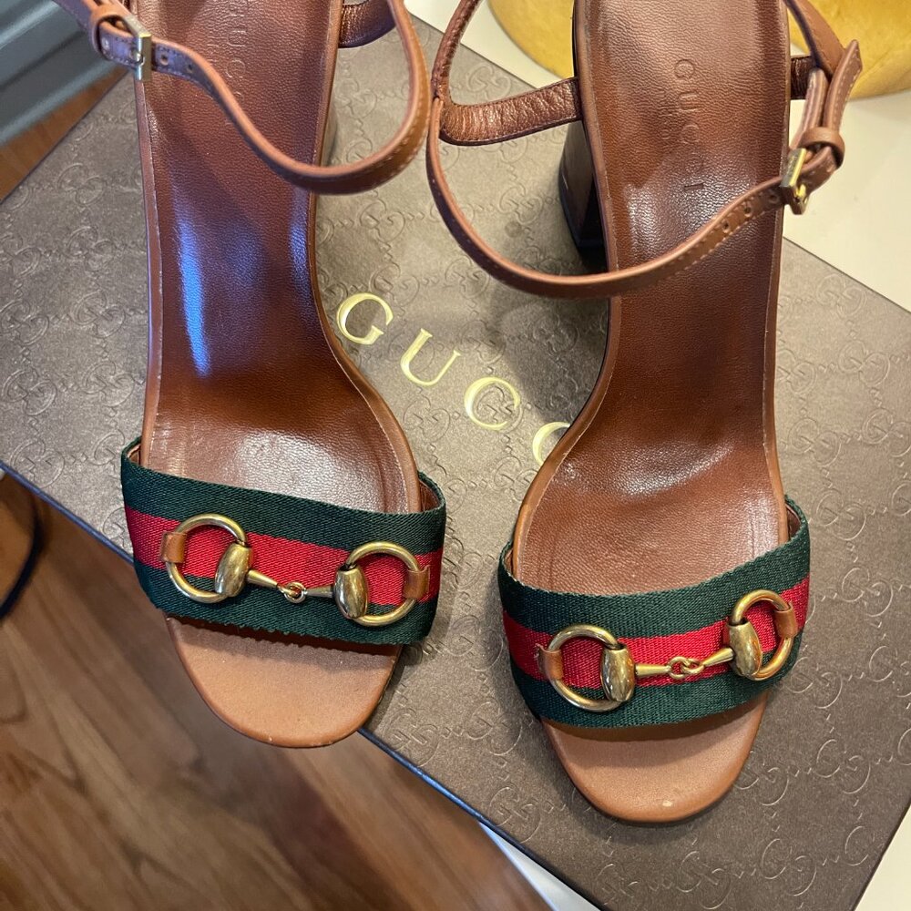 Gucci NS NYLON LIFFORD V.R.V / CUIR SANDALS 36 1/2 - Picture 14 of 16